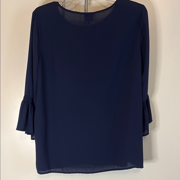 Pleione Blue Ruffled Bell Sleeve Blouse - Picture 3 of 3
